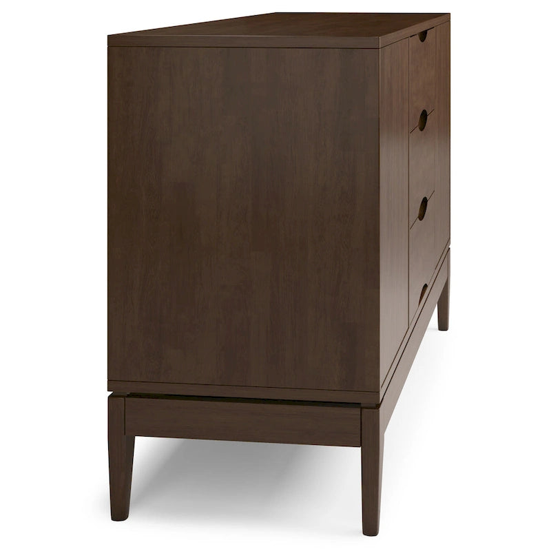 60-Inch Mid Century Sideboard Buffet in Walnut Brown - Solid Rubberwood