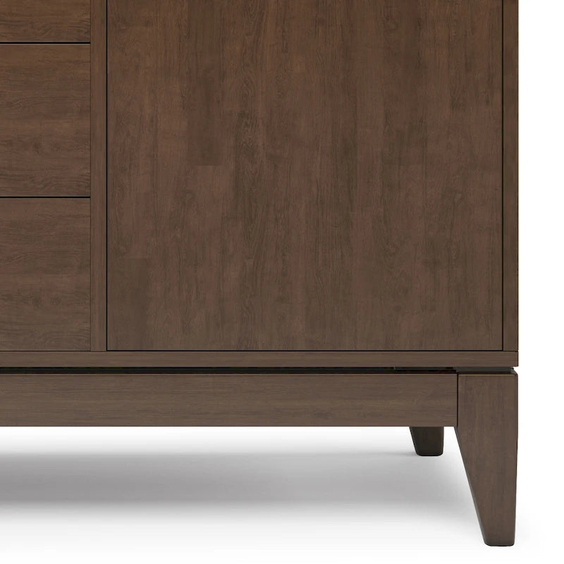 60-Inch Mid Century Sideboard Buffet in Walnut Brown - Solid Rubberwood