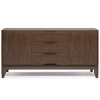 60-Inch Mid Century Sideboard Buffet in Walnut Brown - Solid Rubberwood