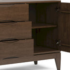 60-Inch Mid Century Sideboard Buffet in Walnut Brown - Solid Rubberwood