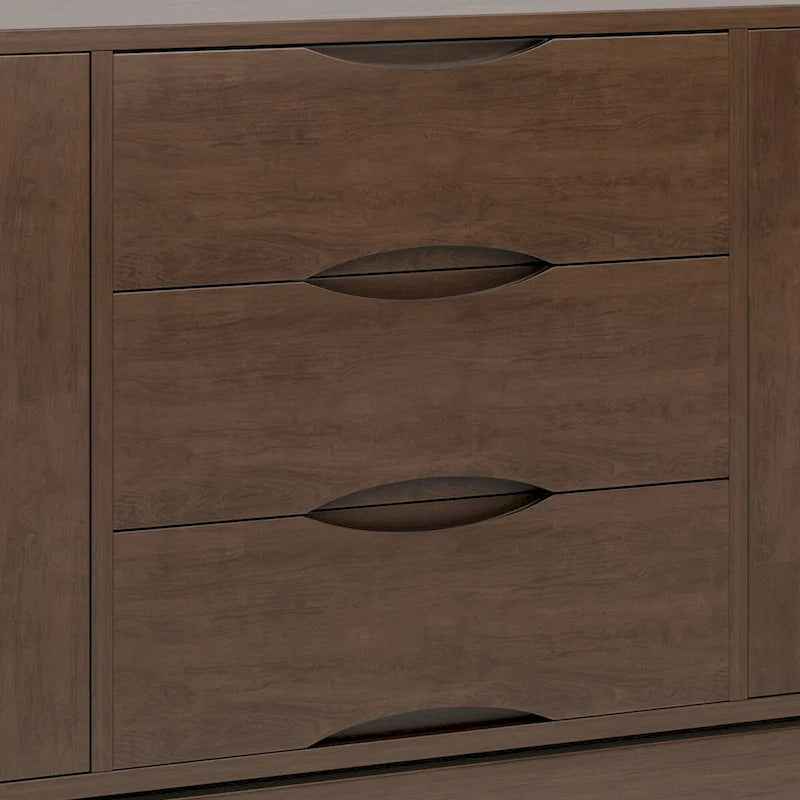 60-Inch Mid Century Sideboard Buffet in Walnut Brown - Solid Rubberwood