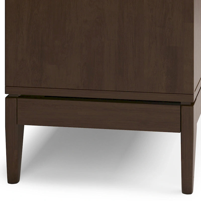 60-Inch Mid Century Sideboard Buffet in Walnut Brown - Solid Rubberwood