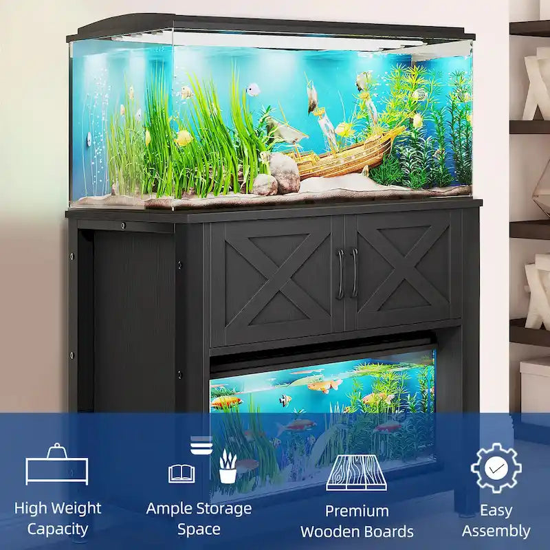 40-50 Gallon Aquarium Stand with Cabinet and Power Outlets
