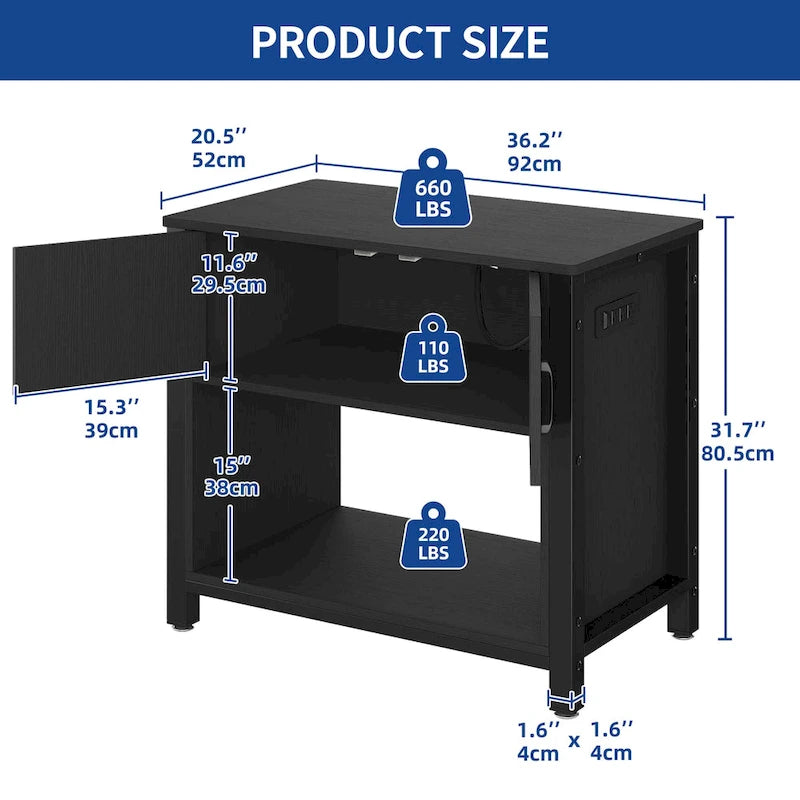 40-50 Gallon Aquarium Stand with Cabinet and Power Outlets