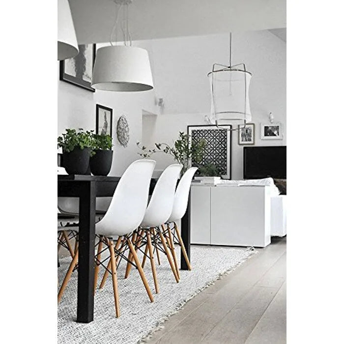 Plastic Eiffel Chair with Natural Wood Legs