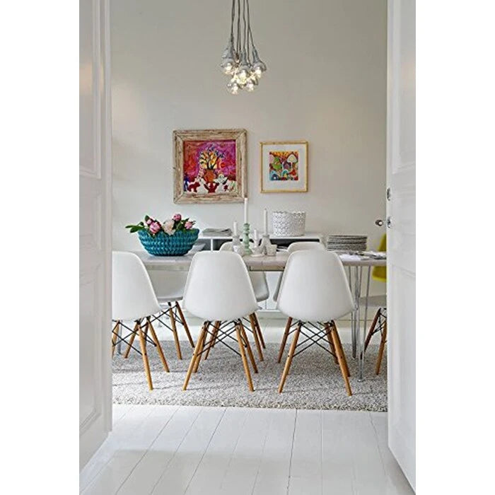 Plastic Eiffel Chair with Natural Wood Legs