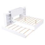 Full Size Storage Platform Bed with Pull-Out Shelves and Twin Trundle