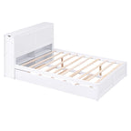 Full Size Storage Platform Bed with Pull-Out Shelves and Twin Trundle