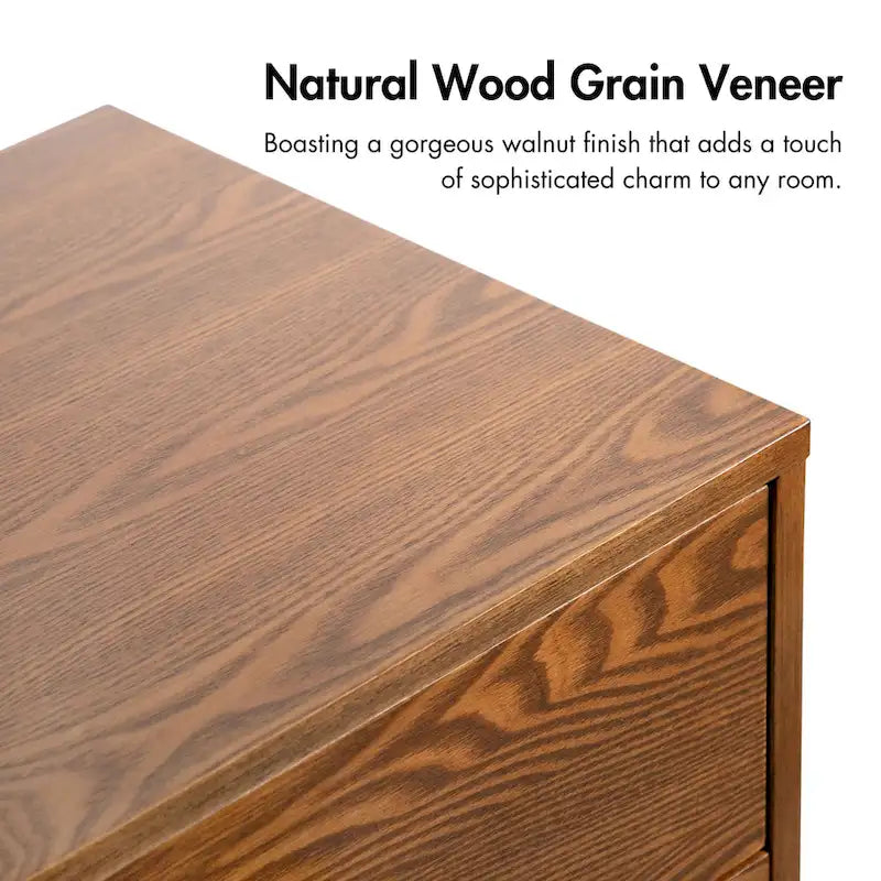 Midcentury Walnut 6-Drawer Dresser with Interlocking Drawers