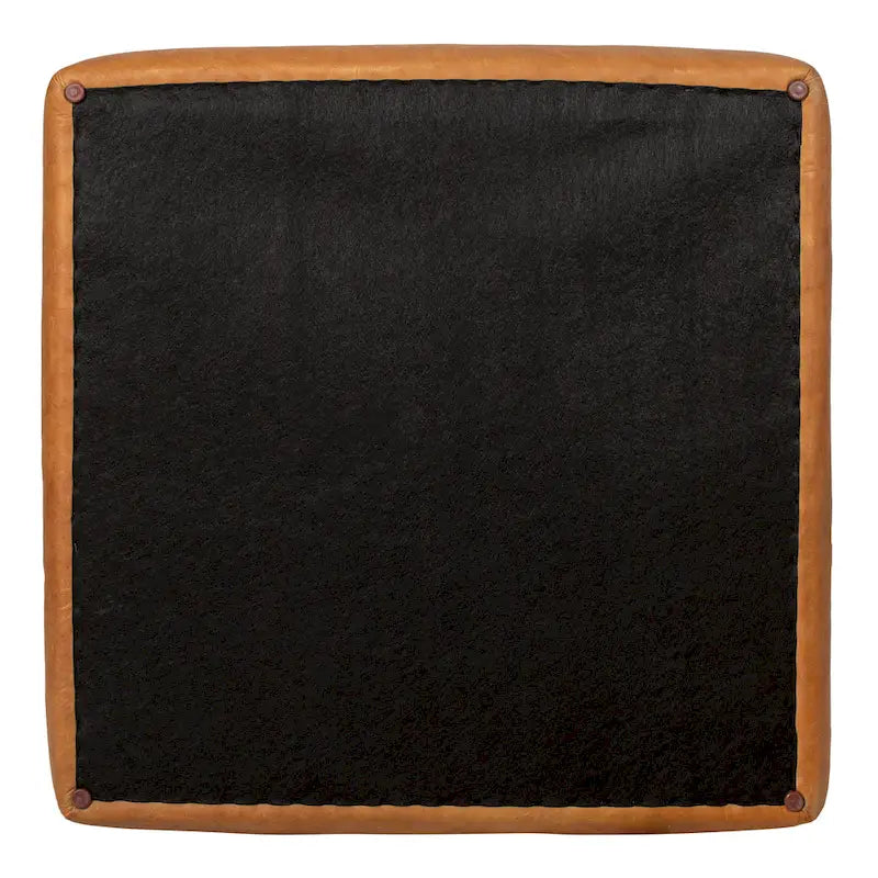 Full Grain Italian Leather Ottoman - Large Square Footrest with Feather Down Cushioning