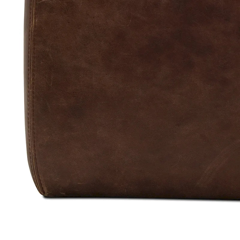 Full Grain Italian Leather Ottoman - Large Square Footrest with Feather Down Cushioning