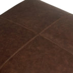 Full Grain Italian Leather Ottoman - Large Square Footrest with Feather Down Cushioning