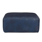 Full Grain Italian Leather Ottoman - Large Square Footrest with Feather Down Cushioning