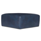 Full Grain Italian Leather Ottoman - Large Square Footrest with Feather Down Cushioning