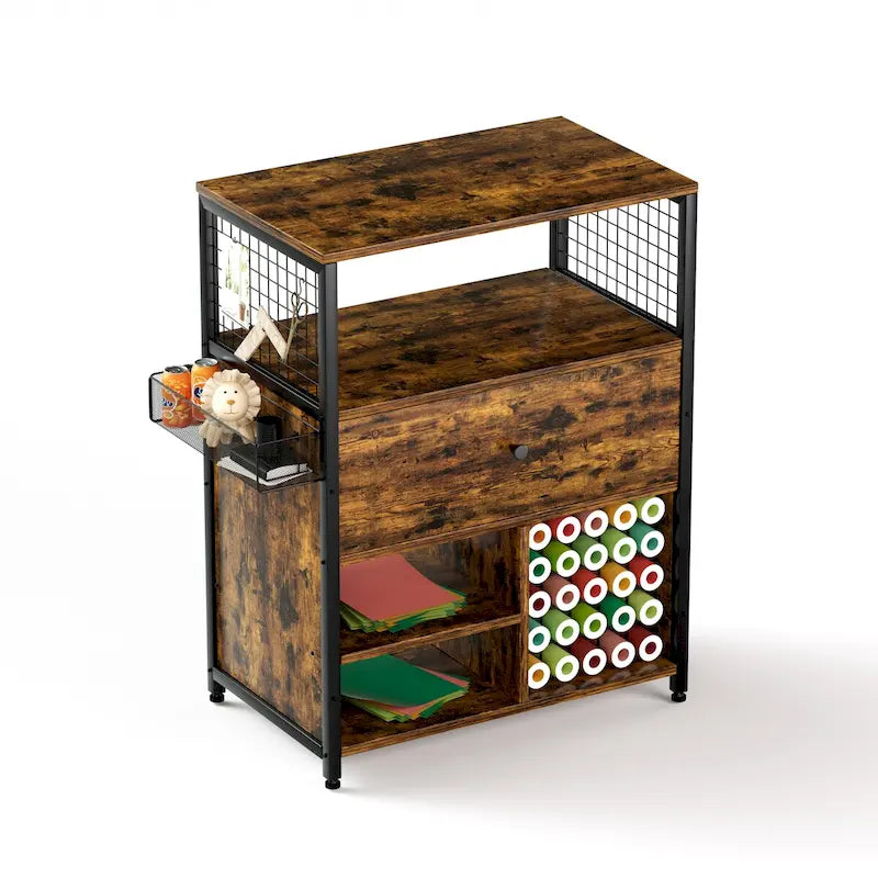 Craft Storage Cabinet with Drawer, Vinyl Roll Holder & Workstation Desk