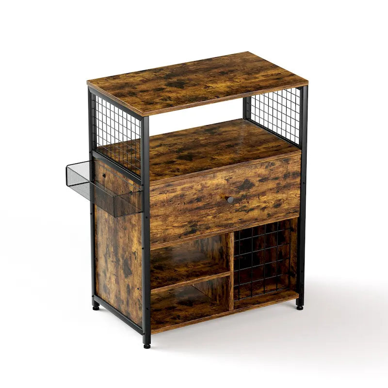 Craft Storage Cabinet with Drawer, Vinyl Roll Holder & Workstation Desk