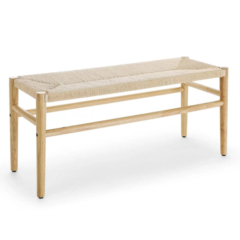 Rope Woven Wooden Indoor Bench
