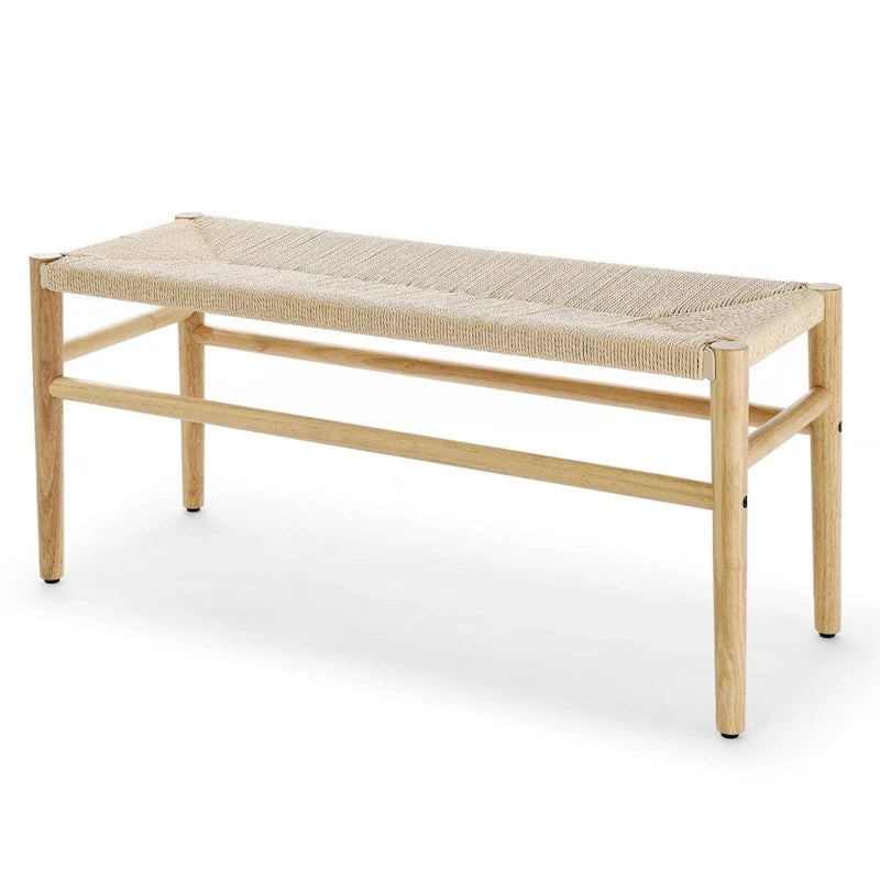 Rope Woven Wooden Indoor Bench