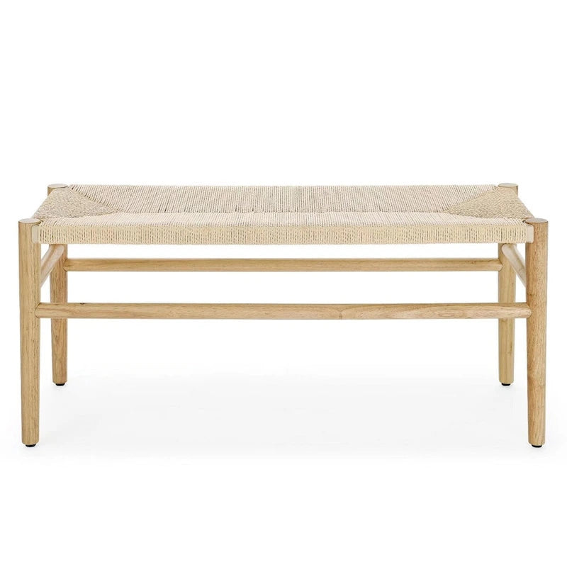 Rope Woven Wooden Indoor Bench