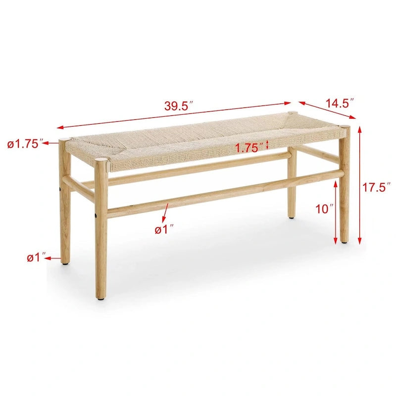 Rope Woven Wooden Indoor Bench