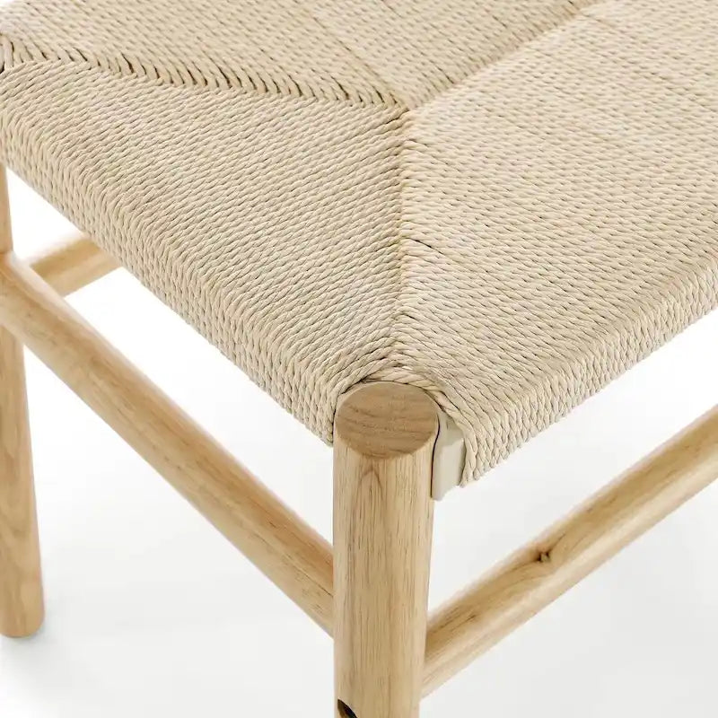 Rope Woven Wooden Indoor Bench