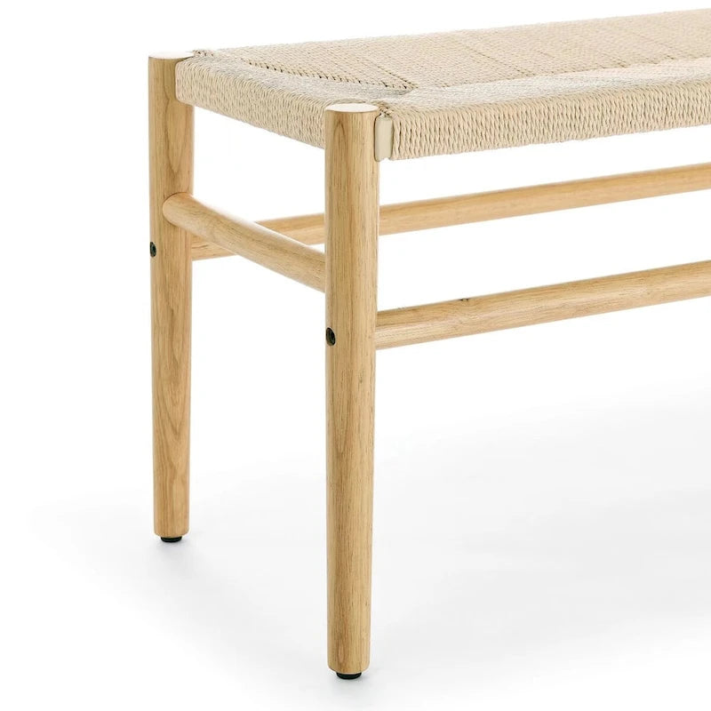 Rope Woven Wooden Indoor Bench