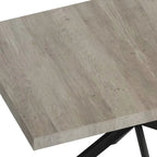 Uitschuifbare eettafel in retro boerderijstijl voor 4-6 personen met X-vormig metalen onderstel en opbergvak