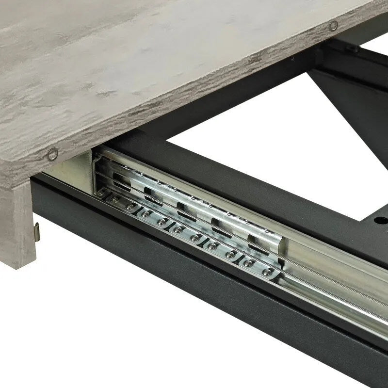 Uitschuifbare eettafel in retro boerderijstijl voor 4-6 personen met X-vormig metalen onderstel en opbergvak