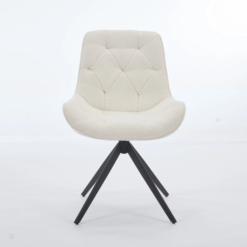Boucle Upholstered Swivel Dining Chairs with High Back