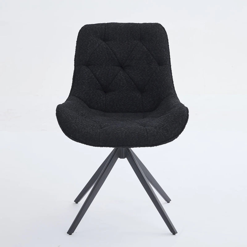 Boucle Upholstered Swivel Dining Chairs with High Back