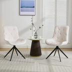 Boucle Upholstered Swivel Dining Chairs with High Back