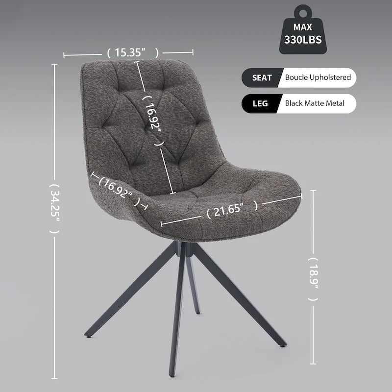 Boucle Upholstered Swivel Dining Chairs with High Back