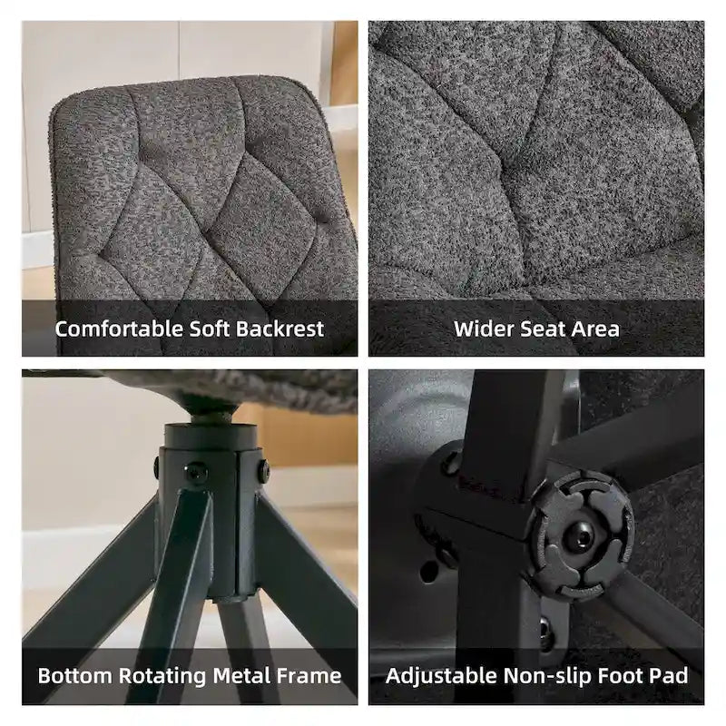 Boucle Upholstered Swivel Dining Chairs with High Back
