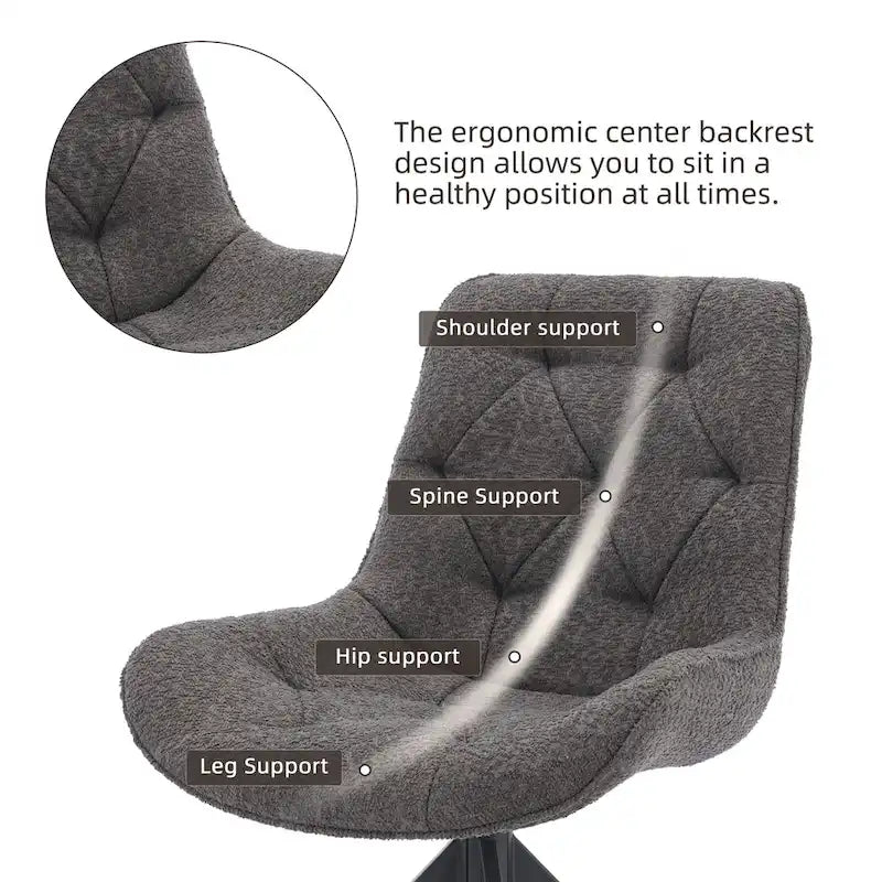 Boucle Upholstered Swivel Dining Chairs with High Back