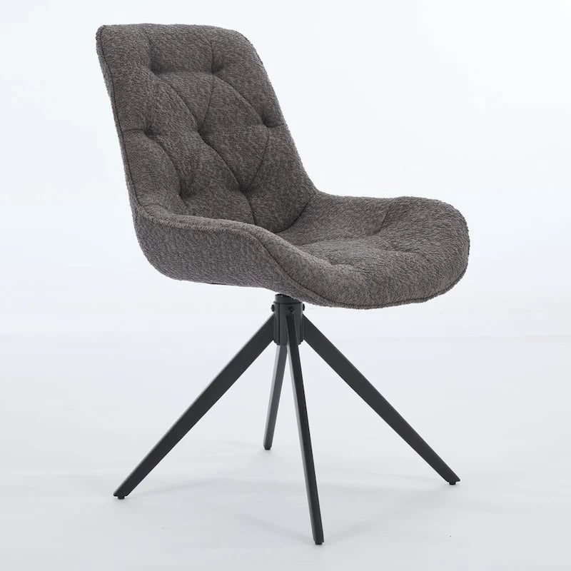 Boucle Upholstered Swivel Dining Chairs with High Back