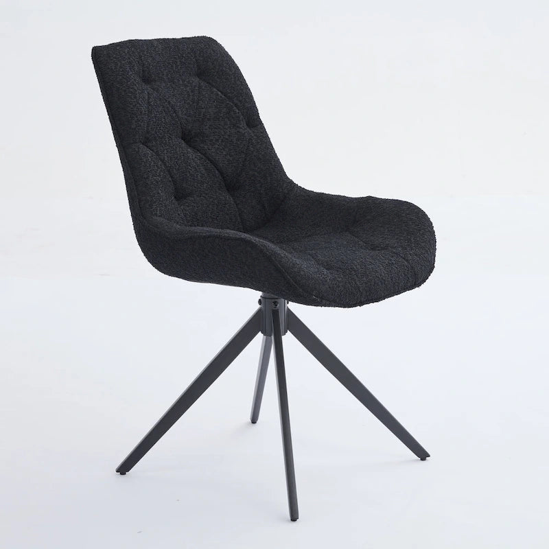 Boucle Upholstered Swivel Dining Chairs with High Back
