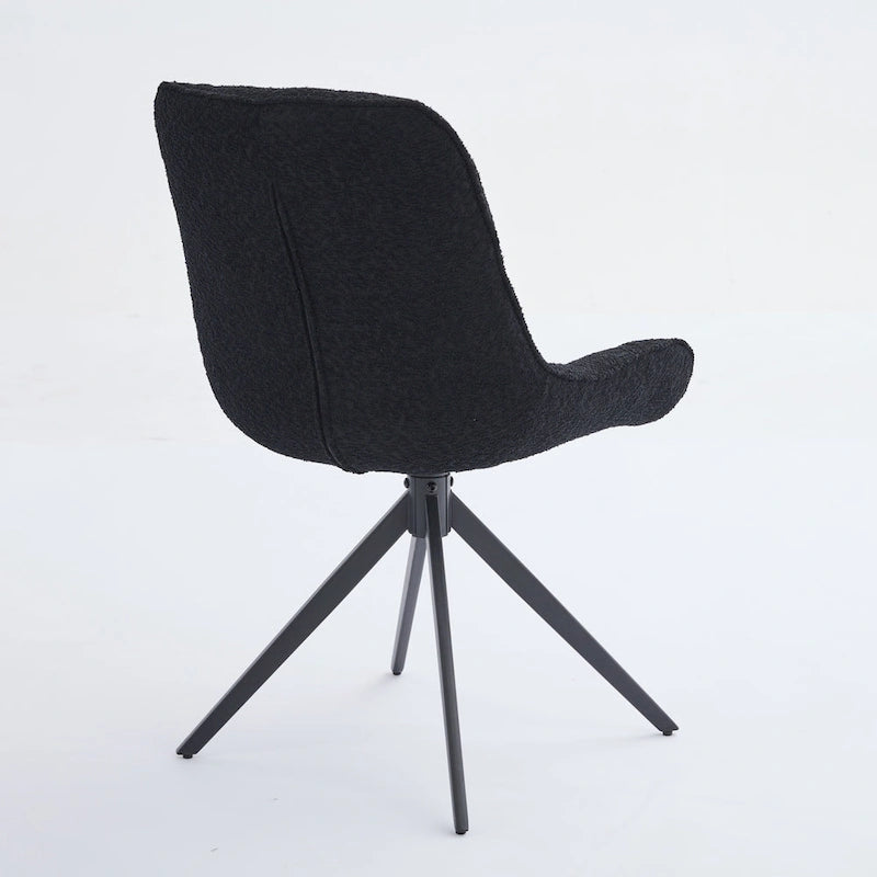 Boucle Upholstered Swivel Dining Chairs with High Back