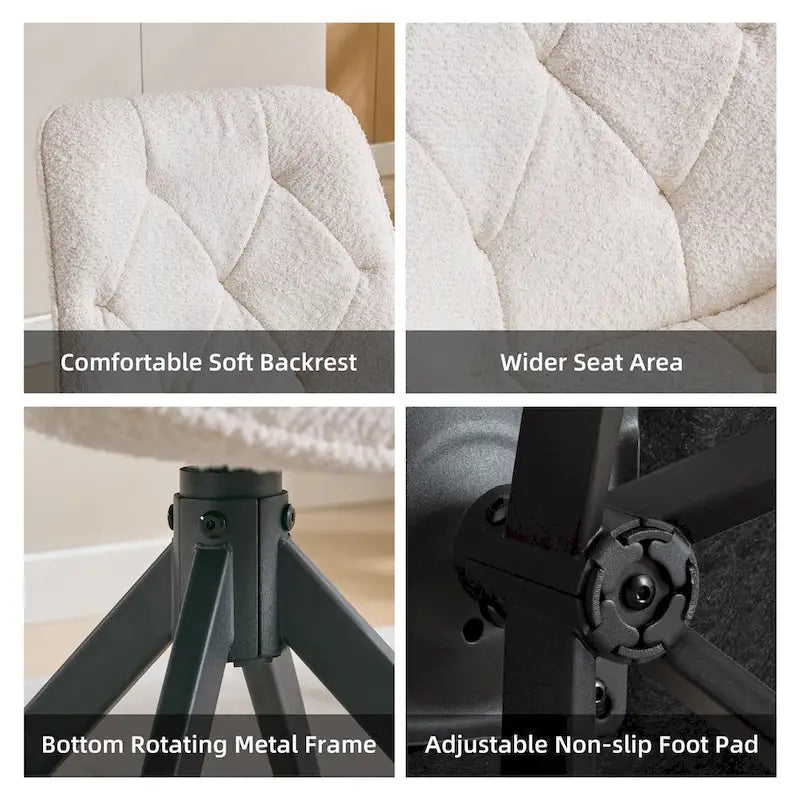 Boucle Upholstered Swivel Dining Chairs with High Back