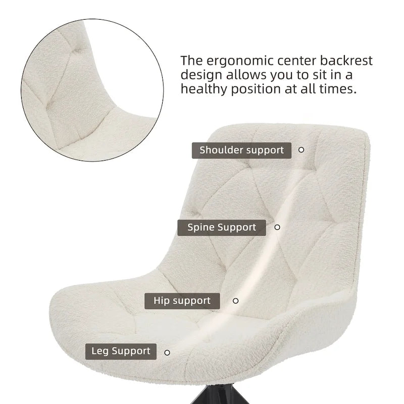 Boucle Upholstered Swivel Dining Chairs with High Back