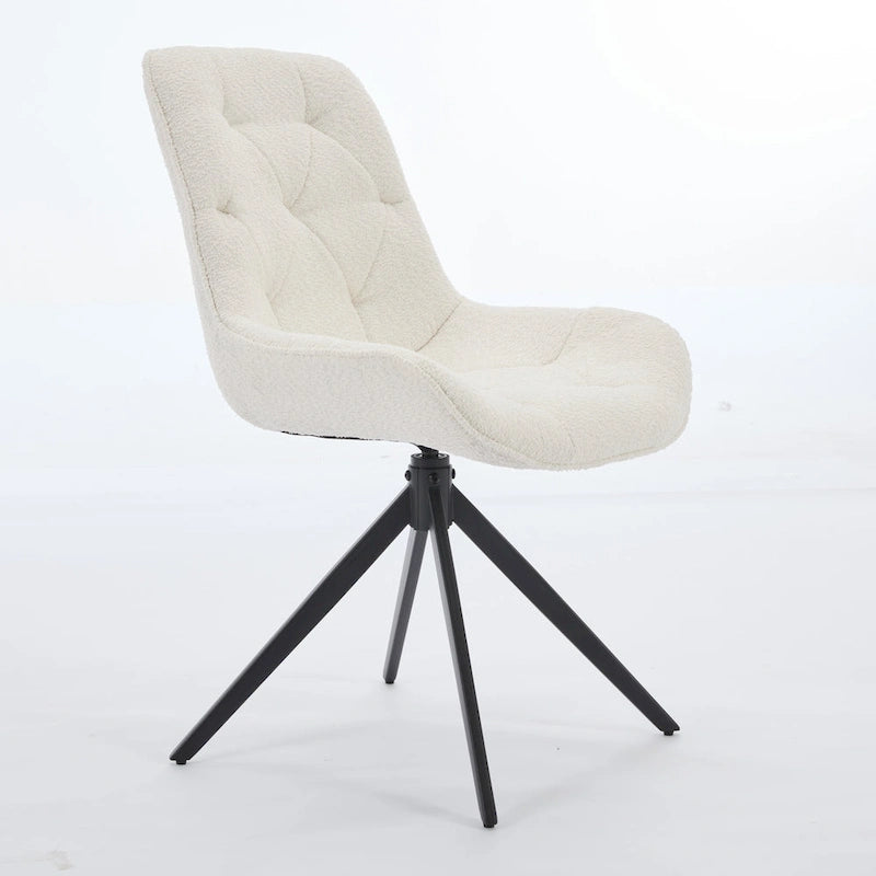 Boucle Upholstered Swivel Dining Chairs with High Back