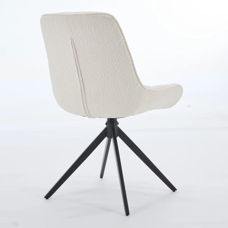 Boucle Upholstered Swivel Dining Chairs with High Back