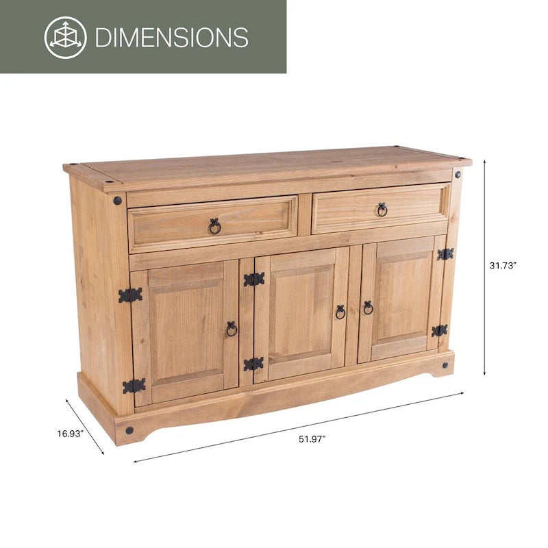 Cottage Series Wood Buffet Sideboard in Corona Brown