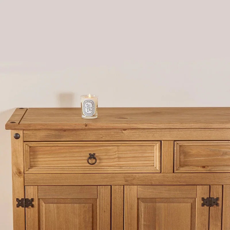 Cottage Series Wood Buffet Sideboard in Corona Brown