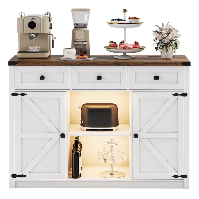 47-Inch Sideboard with Storage Drawers and LED Lighting