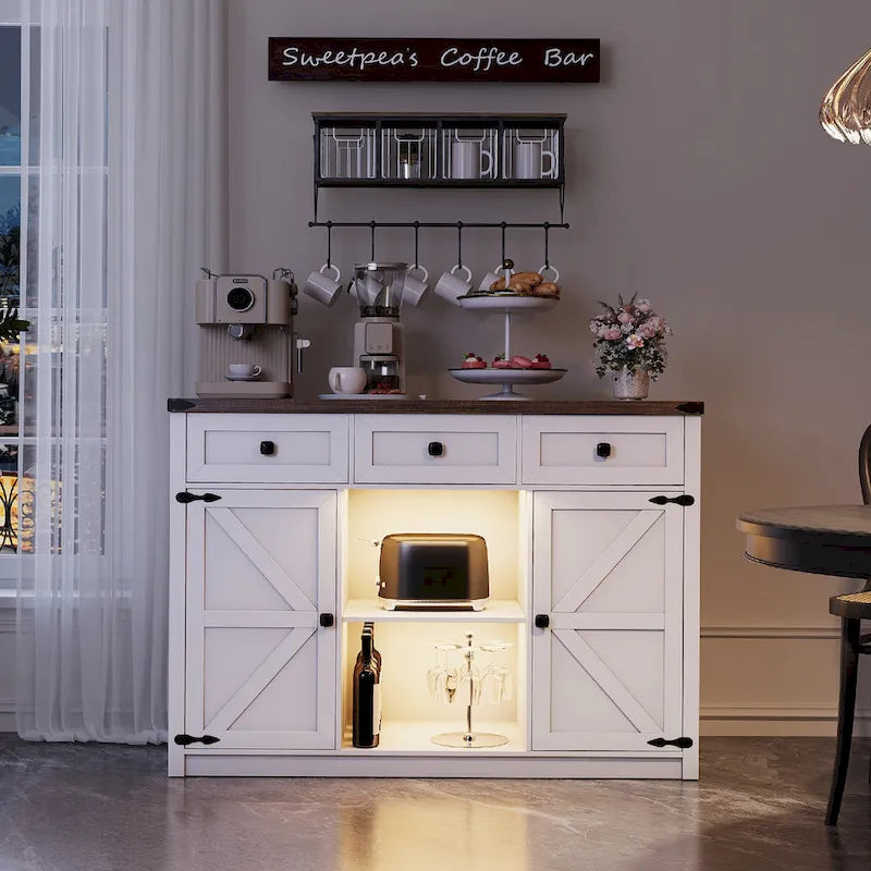 47-Inch Sideboard with Storage Drawers and LED Lighting