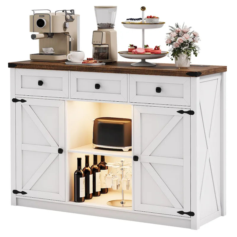 47-Inch Sideboard with Storage Drawers and LED Lighting