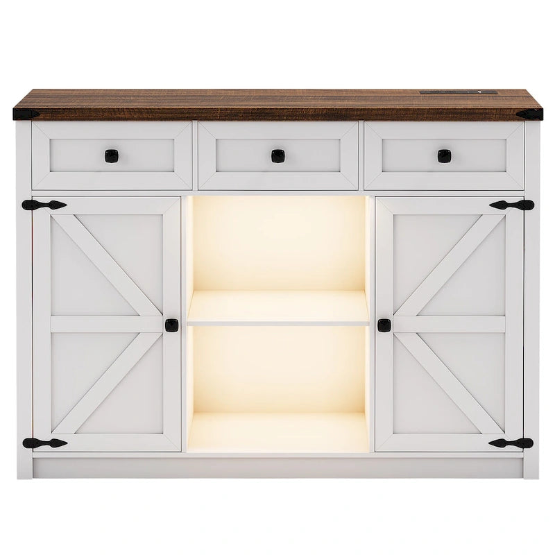 47-Inch Sideboard with Storage Drawers and LED Lighting