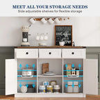 47-Inch Sideboard with Storage Drawers and LED Lighting