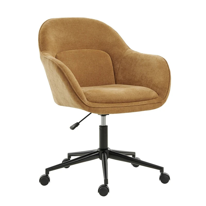 Curved Backrest Office Chair with Swivel Casters and Metal Base