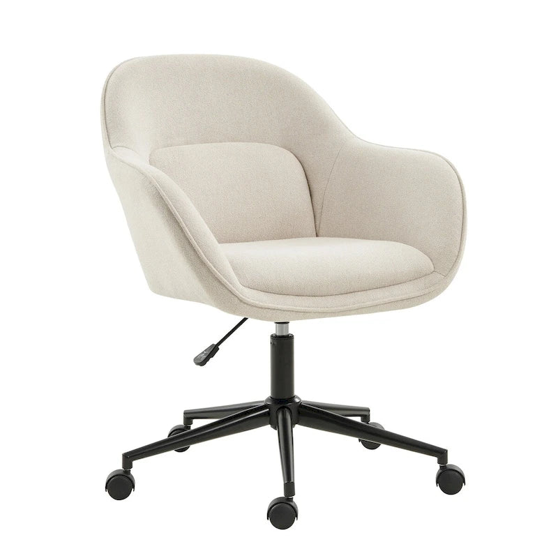 Curved Backrest Office Chair with Swivel Casters and Metal Base